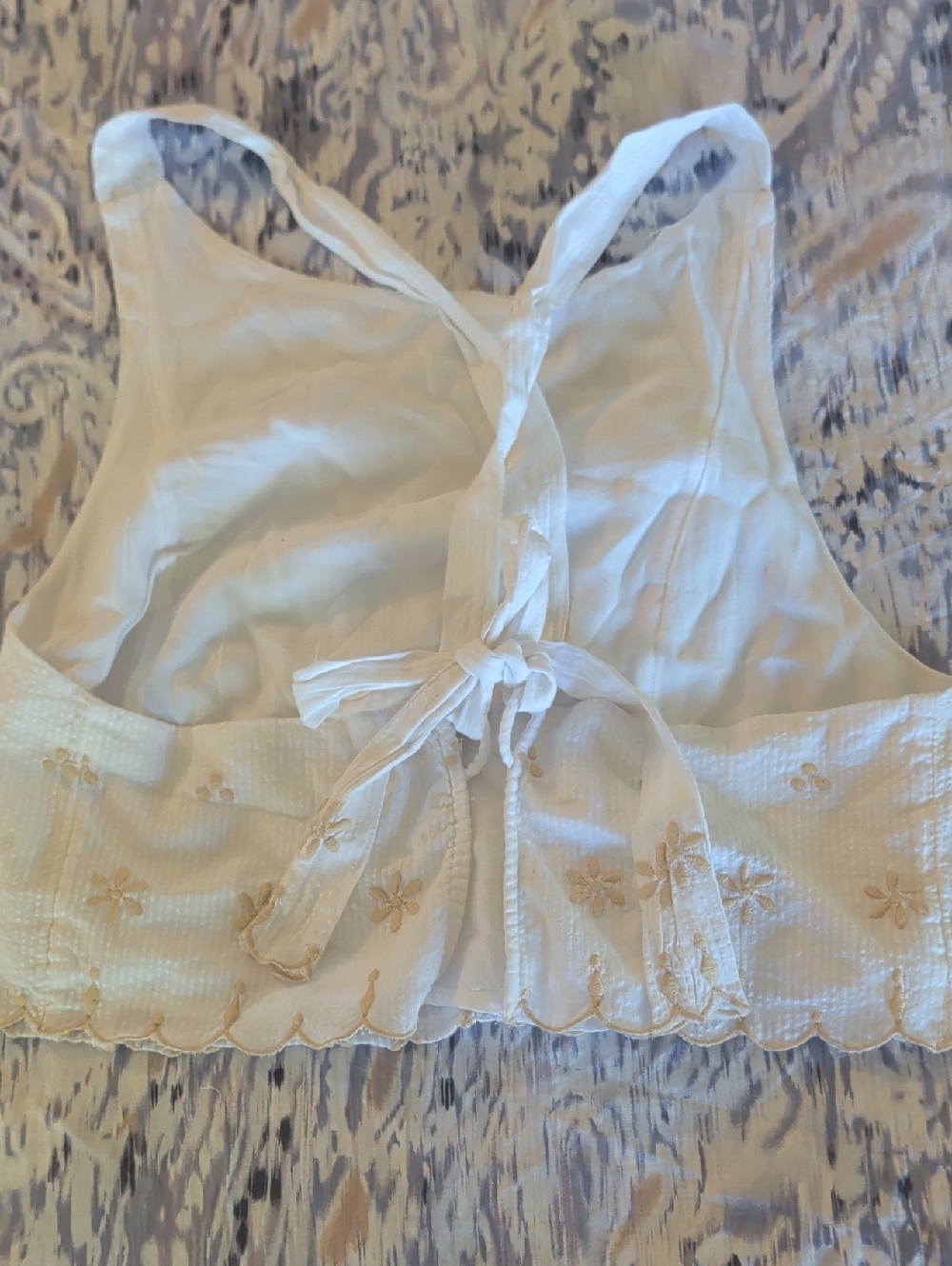 Free People NWOT Kayla Tie Back Embroidered Top in Plain White Combo sz LRG - Picture 9 of 14